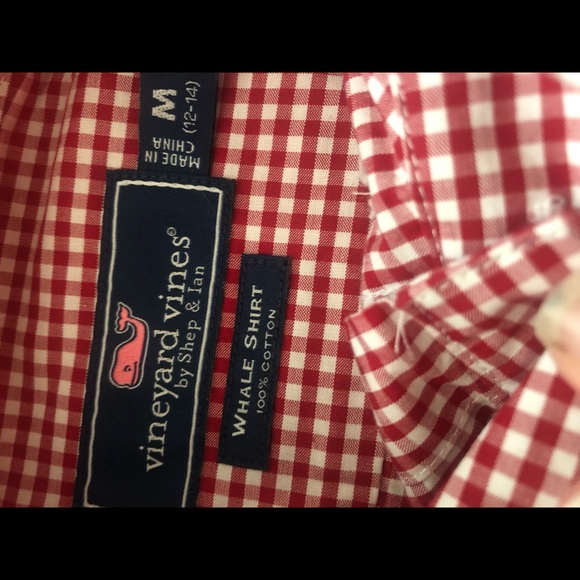 Vineyard Vines Red Gingham Whale Button Down - Picture 4 of 4